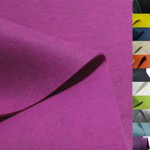 TOLKO 1m Bastelfilz Stabiler Filzstoff Meterware | 5 mm dick | Filzmatte Untersetzer Dekofilz Taschenfilz zum Nähen und Basteln | 100 cm breit | Nadelfilz Filz Meterware (Magenta) von TOLKO