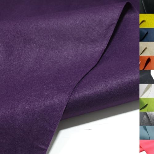 TOLKO 1m Bastelfilz leichter Filzstoff Meterware | 1,5 mm dick | Filzmatte Untersetzer Dekofilz Taschenfilz zum Nähen und Basteln | 92 cm breit | Nadelfilz Filz Meterware (Pflaume) von TOLKO