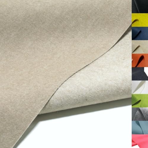TOLKO 1m Bastelfilz leichter Filzstoff Meterware | 1,5 mm dick | Filzmatte Untersetzer Dekofilz Taschenfilz zum Nähen und Basteln | 92 cm breit | Nadelfilz Filz Meterware (Sand) von TOLKO