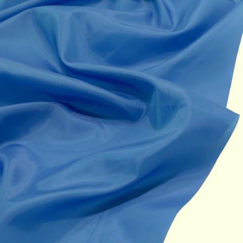 TOLKO 1m Futterstoff Meterware Futter-Taft | Blickdicht knitterarm | universal Stoff Dekostoff Kleiderstoff Hochzeitsstoff Kostümstoff | Stoffe zum Nähen Meterware Dekorieren (Blau) von TOLKO