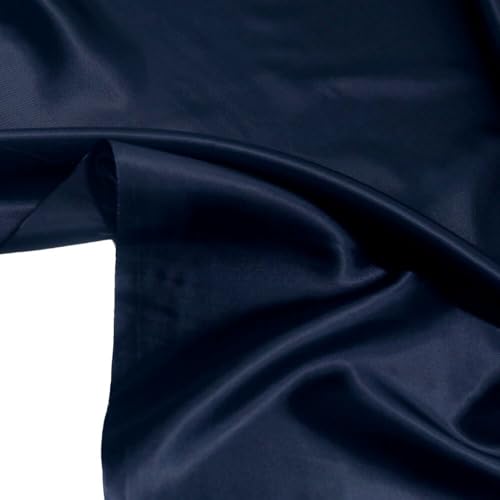 TOLKO Futterstoff Meterware glänzender Futter-Taft mit Viskose | Blickdicht knitterarm | universal Stoff Dekostoff Kleiderstoff Kostümstoff | Stoffe zum Nähen Meterware Dekorieren (Marine Blau) von TOLKO