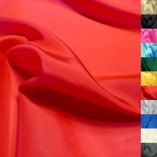 TOLKO 1m Futterstoff Meterware Futter-Taft | Blickdicht knitterarm | universal Stoff Dekostoff Kleiderstoff Hochzeitsstoff Kostümstoff | Stoffe zum Nähen Meterware Dekorieren (Rot) von TOLKO