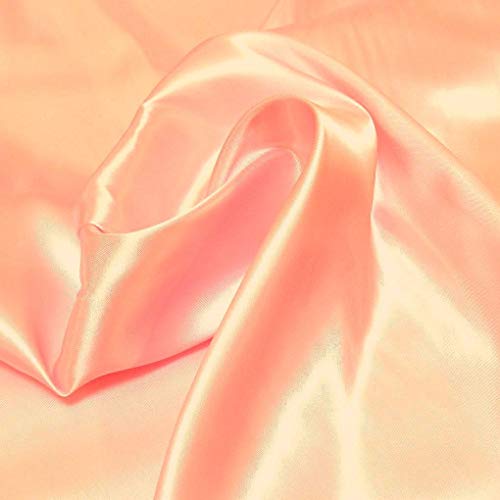 TOLKO Glanz Satin | Modestoff Dekostoff Kostümstoff Gardinenstoff Vorhangstoff Hochzeitsstoff | Bettwäsche Kissenbezug Kleid | 110cm breit | Satin-Stoffe zum Nähen Meterware (Lachs Rot) von TOLKO