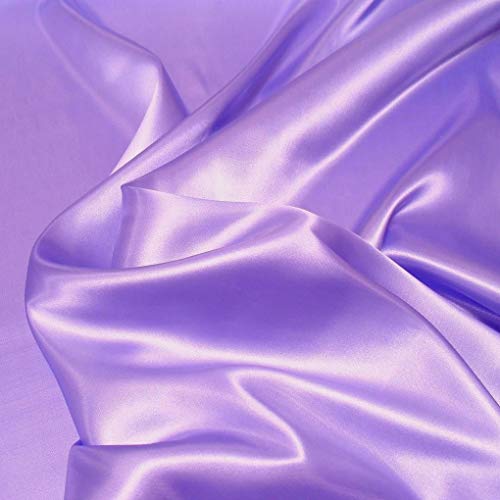 TOLKO 1m Glanz Satin | Modestoff Dekostoff Kostümstoff Stoffe zum Nähen Meterware Dekorieren | Gardinenstoff Vorhangstoff Hochzeitsstoff Glitzer Satinstoffe/Nähstoffe 110cm breit (Lavendel) von TOLKO