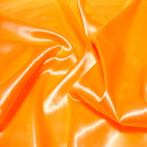 TOLKO 1m Glanz Satin | Modestoff Dekostoff Kostümstoff zum Nähen Dekorieren | Gardinenstoff Vorhangstoff Hochzeitsstoff Weihnachtsstoff Glitzer Satinstoffe/Nähstoffe Meterware 110cm breit (Orange) von TOLKO