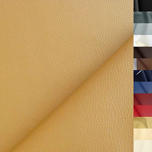 TOLKO 1m Kunstleder Meterware | weiches Premium Lederimitat für Stuhl Bank Sessel Sofa Sitzbezug Bezugstoff in Rindsleder Optik 140cm breit Polsterstoff Polsterbezug Möbelstoff (Sand Beige) von TOLKO