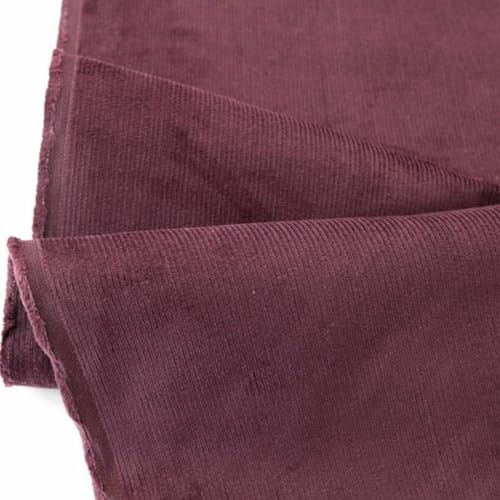 TOLKO 1m Mikro Cord Stoff | Baumwoll Cordsamt | Bekleidungsstoff für Hosen Jacken Kleider Hemden | weiche Meterware 140cm breit | uni Baumwollstoffe Nähstoffe günstig kaufen (Violett) von TOLKO