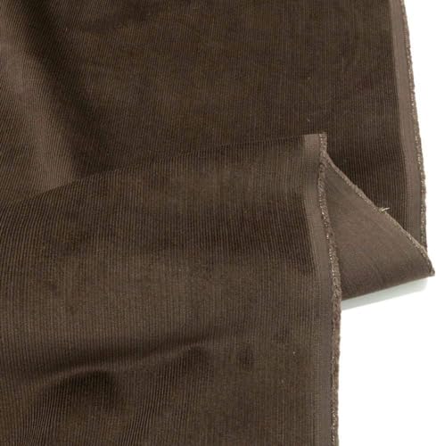 TOLKO 1m Mikro Cord Stoff | leichter Baumwoll Cordsamt | Bekleidungsstoff für Hosen Jacken Kleider Hemden | weiche Meterware 140cm breit | uni Baumwollstoffe Nähstoffe günstig kaufen (Braun) von TOLKO