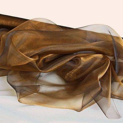 TOLKO 1m Organza Stoff Meterware | Leichter Glanz Stoff für Gardine Vorhänge Tischdecken Deko Schals | Hauch Zart Fein Durchsichtig | zum Dekorieren Basteln | Stoffe zum Nähen Meterware (Antik Gold) von TOLKO