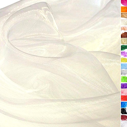 TOLKO 1m Organza Stoffe zum Nähen Meterware | Hauch Zart, Fein, Durchsichtig | zum Dekorieren Basteln 145cm breit | Leichter Glanz Stoff für Gardine Vorhänge Tischdecken Deko Schals (Creme) von TOLKO