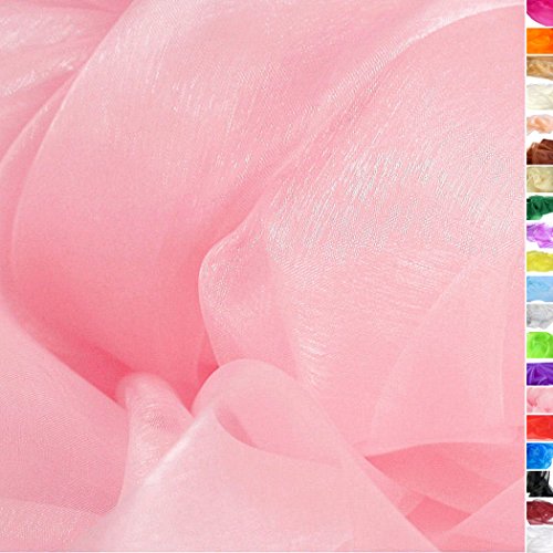 TOLKO 1m Organza Stoffe zum Nähen Meterware | Hauch Zart, Fein, Durchsichtig | zum Dekorieren Basteln 145cm breit | Leichter Glanz Stoff für Gardine Vorhänge Tischdecken Deko Schals (Rosa) von TOLKO