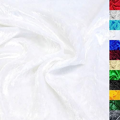 TOLKO 1m Pannesamt Stoff Meterware | glänzender Stretch Samt 145cm breit für Vorhänge Gardinen Bühne Kostüm Kleid Bekleidung | Pannesamt-Dekostoff | Stoffe zum Nähen Meterware Dekorieren (Weiß) TOLKO 1m Pannesamt Stoff Meterware | glänzender Stretch Samt 145cm breit für Vorhänge Gardinen Bühne Kostüm Kleid Bekleidung | Pannesamt-Dekostoff | Stoffe zum Nähen Meterware Dekorieren (Weiß) von TOLKO