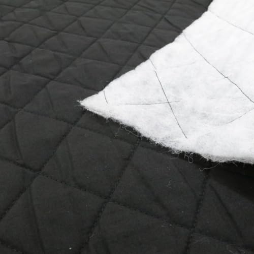 TOLKO 1m Steppfutter mit mattem Glanz | Futterstoff Futter-TAFT für Jacke Decke Kissen | Stoff zum Nähen Dekorieren | knitterarm | 140cm breit Modestoff Kleiderstoff Meterware (Schwarz Gesteppt) von TOLKO