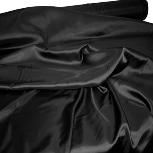 TOLKO 1m Viskose Futterstoff Meterware Futter-Taft | Blickdicht knitterarm | edler Kleiderstoff Kostümstoff Dekostoff Stoff | Stoffe zum Nähen Meterware Dekorieren (Schwarz) von TOLKO
