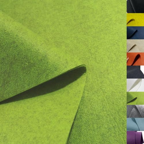 TOLKO 50cm Bastelfilz Stabiler Filzstoff Meterware | 5 mm dick | Filzmatte Untersetzer Dekofilz Taschenfilz zum Nähen und Basteln | 100 cm breit | Nadelfilz Filz Meterware (Lind) von TOLKO