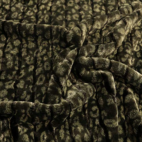 TOLKO 50cm Kunstfell Meterware | robustes Fellimitat für Kunstfelldecke Stuhlauflage Bezug Polsterstoff Kostüm Jacke Rock Fellstoff Kunstpelz Stoff zum Nähen Polstern Beziehen (Grün Leopard) von TOLKO