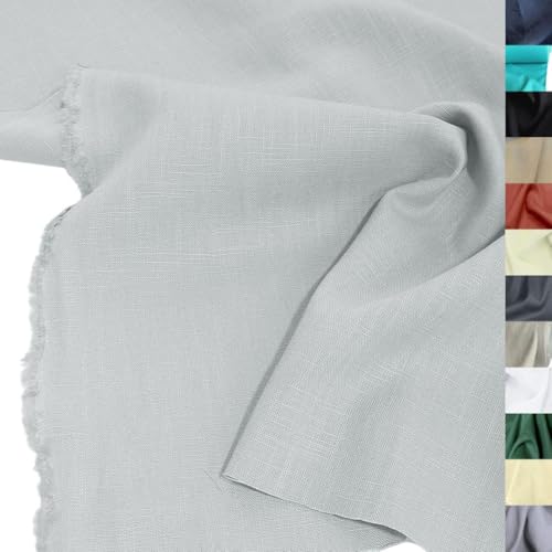TOLKO 50cm Leinenstoff Meterware natur Leinentuch für Kleider Hose Rock Bluse Hemd Vorhänge Gardinen Kissen Bettwäsche | 140cm breit | Stoffe zum Nähen Meterware Leinen Stoff kaufen (Licht Grau) von TOLKO
