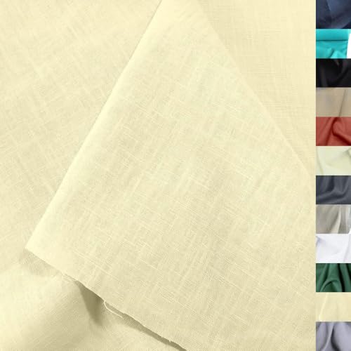 TOLKO 50cm Leinenstoff Meterware natur Leinentuch für Kleider Hose Rock Bluse Hemd Vorhänge Gardinen Kissen Bettwäsche | 140cm breit | Stoffe zum Nähen Meterware Leinen Stoff kaufen (Sand Beige) von TOLKO