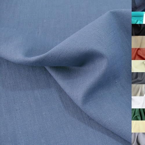 TOLKO 50cm Leinenstoff Meterware natur Leinentuch für Kleider Hose Rock Bluse Hemd Vorhänge Gardinen Kissen Bettwäsche | 140cm breit | Stoffe zum Nähen Meterware Leinen Stoff kaufen (Tauben Blau) von TOLKO