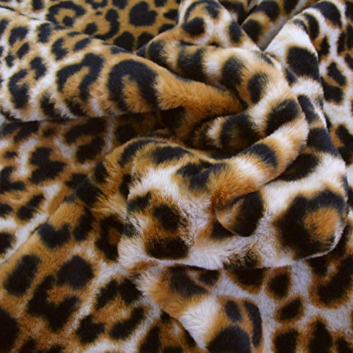 TOLKO 50cm Leopard Kunstfell kuschelig weiches Fellimitat mit 1cm Florhöhe Teddy Plüschstoff Webpelz zum Nähen, Dekorieren und Basteln | Meterware am Stück (Leopard) von TOLKO