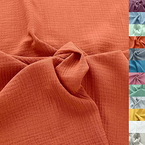 TOLKO 50cm Musselin Stoff Meterware | weicher Baumwollstoff für Kleid Bluse Baby Tuch Decke Tagesdecke Bettwäsche | ÖkoTex Double Gauze | uni Baumwollstoffe Dekostoff Stoffe zum Nähen Meterware von TOLKO