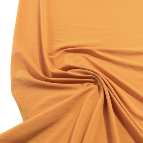 TOLKO Baumwolljersey Jersey Stoff Meterware | uni Damen Shirt Kleid Rock Jersey Bettwäsche Kleiderstoff | Weich elastisch 135cm breit | Stoffe zum Nähen Baumwollstoff Meterware (Hell Terra) von TOLKO