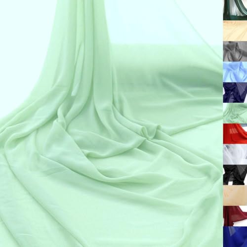 TOLKO Chiffon Stoff Meterware für Rock Bluse Tücher | Halb transparent knitterarm weich | leicht wie Tüll Voile | Dekostoff für Gardine Vorhang Sichtschutz Stoffe zum Nähen Meterware (Soft Mint) von TOLKO