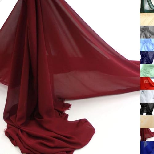 TOLKO Chiffon Stoff Meterware für Rock Bluse Tücher | Halb transparent knitterarm weich fallend | leicht wie Tüll Voile Dekostoff für Gardine Vorhang Sichtschutz Stoffe zum Nähen Meterware (Bordeaux) von TOLKO