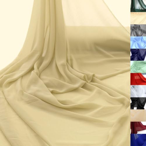 TOLKO Chiffon Stoff Meterware für Rock Kleid Bluse Tücher halb transparent knitterarm weich | leicht wie Tüll | Dekostoff für Gardine Vorhang Sichtschutz Stoffe zum Nähen Meterware (Beige) von TOLKO