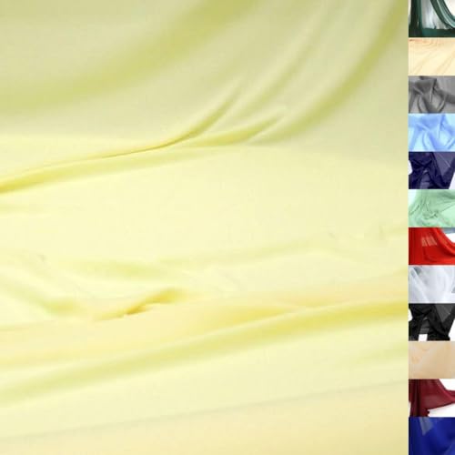 TOLKO Crepe Chiffon Stoff Meterware für Rock Kleid Bluse Tücher halb transparent knitterarm weich | leicht wie Tüll | Dekostoff für Gardine Vorhang Sichtschutz Stoffe zum Nähen Meterware (Soft Gelb) von TOLKO