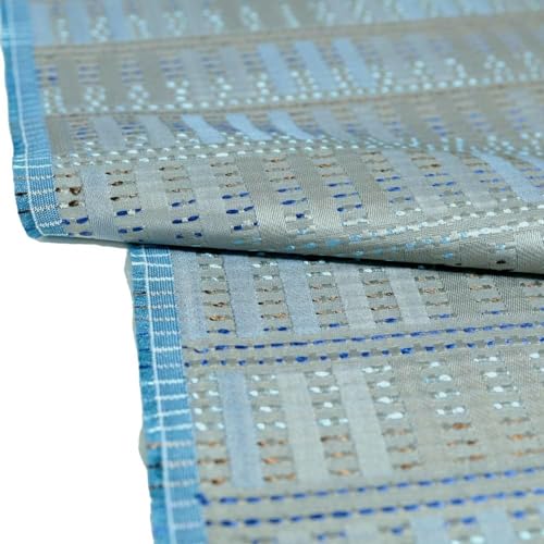 TOLKO Dekostoff Meterware Gardine Vorhang Tischdecke | 140cm breit | Blickdicht knitterarm mit eingewebtem Muster | Bekleidungsstoffe Dekostoffe Vorhangstoffe Stoffe zum Nähen Meterware Stoff (Blau) von TOLKO
