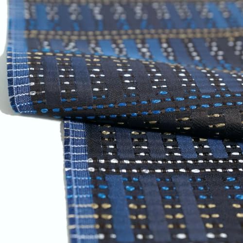 TOLKO Dekostoff Meterware Gardine Vorhang Tischdecke | 140cm breit | Blickdicht knitterarm mit eingewebtem Muster | Bekleidungsstoffe Dekostoffe Vorhangstoffe Stoffe zum Nähen Meterware Stoff (Blau) von TOLKO