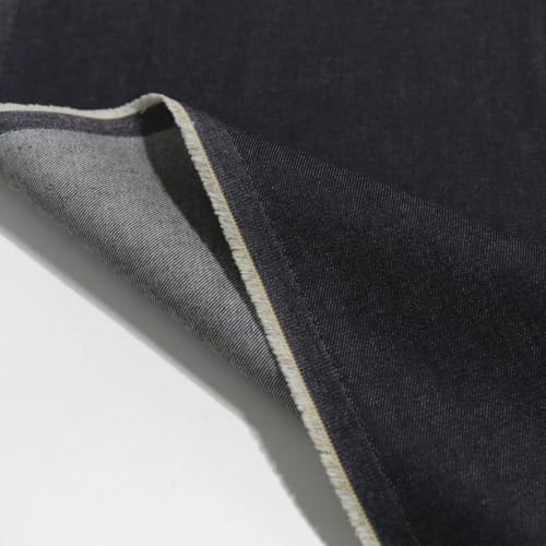 TOLKO Denim Jeansstoff Meterware Bekleidungsstoff für Hose Jacke Rock | robuster Jeans Stoff mit Stretch Bezugsstoff für Sofa Stuhl Baumwollstoff Meterware (Schwarz Blau) von TOLKO