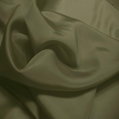 TOLKO Futterstoff Meterware Futter-Taft | Blickdicht knitterarm | universal Stoff Dekostoff Kleiderstoff Hochzeitsstoff Kostümstoff | Stoffe zum Nähen Meterware Dekorieren (Army) von TOLKO
