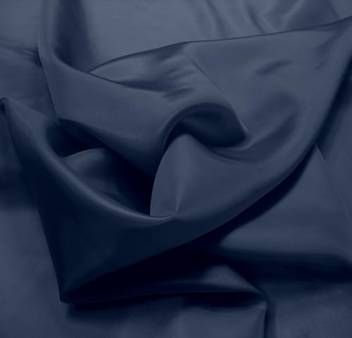 TOLKO Futterstoff Meterware glänzender Futter-Taft | Blickdicht knitterarm | universal Stoff Dekostoff Kleiderstoff Kostümstoff | Stoffe zum Nähen Meterware Dekorieren (Marine Blau) von TOLKO
