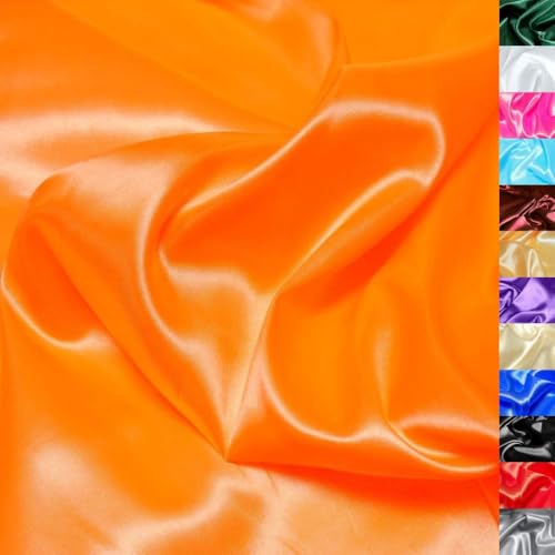 TOLKO Glanz Satin als Modestoff Dekostoff Kostümstoff Gardinenstoff Vorhangstoff Hochzeitsstoff Fasching Karneval 110cm breit Stoffe zum Nähen Meterware Dekorieren (Orange) von TOLKO