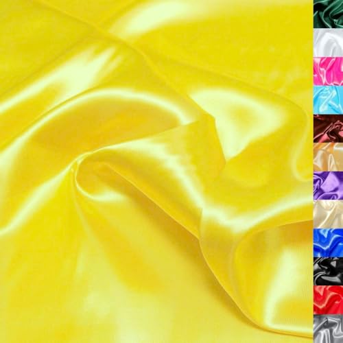 TOLKO Glanz Satin als Modestoff Dekostoff Kostümstoff Gardinenstoff Vorhangstoff Hochzeitsstoff Fasching Karneval 110cm breit Stoffe zum Nähen Meterware Dekorieren (Zitrone) von TOLKO