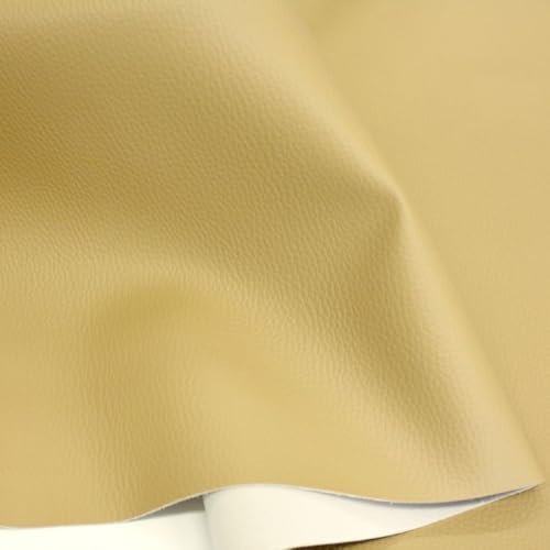 TOLKO Kunstleder Meterware | weiches Premium Lederimitat für Stuhl Bank Sessel Sofa Sitzbezug Bezugstoff in Rindsleder Optik 140cm breit Polsterstoff Polsterbezug Möbelstoff (Sand Beige) von TOLKO