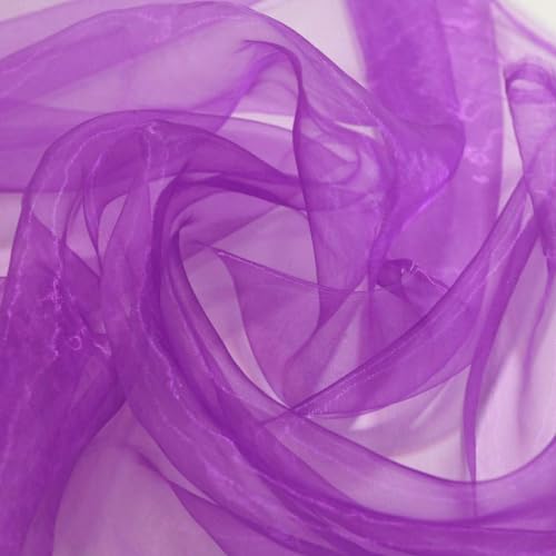 TOLKO Organza Stoffe zum Nähen Meterware | Hauch Zart, Fein, Durchsichtig | zum Dekorieren Basteln 145cm breit | leichter Glanz Stoff für Gardine Vorhänge Tischdecken Deko Schals (Violett) von TOLKO