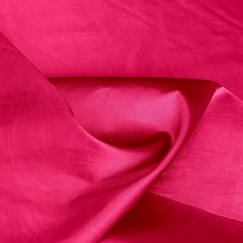 TOLKO Taft Stoff Meterware | Kleid Kostüm Gardine Vorhang | edel Changierend glänzend farbintensiv | Taft Stoffe zum Nähen Dekorieren für Deko Schals Tischdecken Store Husse Dekostoff (Pink Rot) von TOLKO