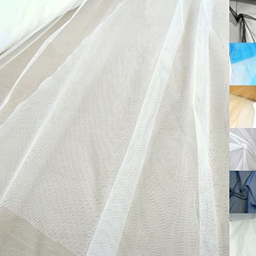 TOLKO Tüll feiner Netzstoff | Uni Tüllstoff als Deko-Stoff zum Nähen, Dekorieren und Basteln | Durchsichtig Hauch Zart | 300cm breit Meterware für Vorhang Kleid Hochzeit Party Deko (Ecru) von TOLKO