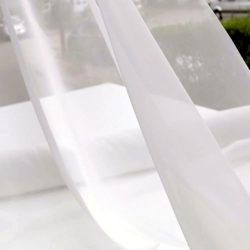 TOLKO fließend fallender Gardinenstoff Meterware | Deko-Stoff für Store Vorhang Gardine Hochzeit | 130cm breit Fein zart durchsichtig Voile Netzstoff zum Nähen Basteln Dekorieren Kleid (Creme Weiß) von TOLKO