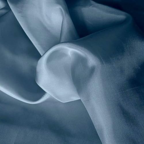 TOLKO glänzender Viskose Futterstoff Meterware Futter-Taft | Blickdicht knitterarm Stoff Dekostoff Kleiderstoff Hochzeitsstoff Kostümstoff | Stoffe zum Nähen Meterware Dekorieren (Denim Blau) von TOLKO