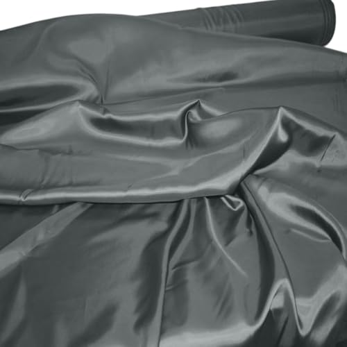 TOLKO glänzender Viskose Futterstoff Meterware Futter-Taft | Blickdicht knitterarm Stoff Dekostoff Kleiderstoff Hochzeitsstoff Kostümstoff | Stoffe zum Nähen Meterware Dekorieren (Grau) von TOLKO
