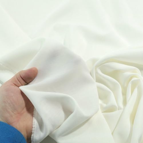 TOLKO mittelschwerer Chiffon Stoff Meterware für Rock Bluse Tücher | Halb transparent knitterarm weich fallend | Dekostoff für Hochzeit Gardine Vorhang Stoffe zum Nähen Meterware (Off White) von TOLKO