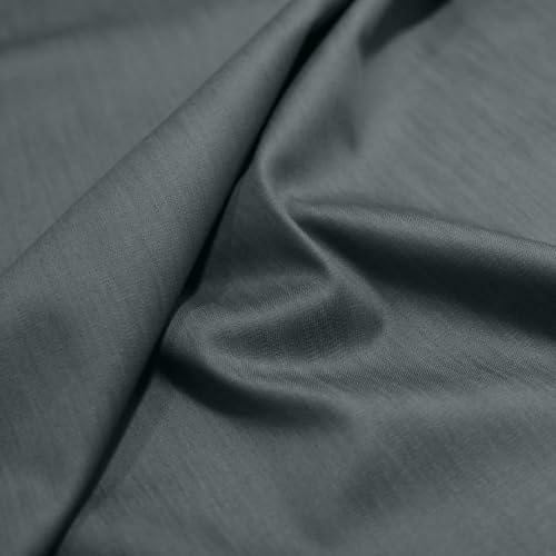 TOLKO mittelschwerer Jeans Stoff mit Stretch | robuster Bekleidungsstoff Hose Jacke Rock vorgewaschener Polsterstoff Bezugsstoff für Sofa Stuhl Couch | Baumwollstoff Meterware 155cm breit (Grau Blau) von TOLKO