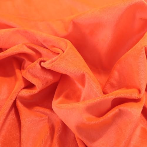 TOLKO samtige Nicki Jersey Stoff Meterware für Shirt Kleid Rock knitterarm elastisch | 150cm breit Kleiderstoff Kostümstoff Jerseystoff | Stoffe zum Nähen Meterware (Neon Orange) von TOLKO
