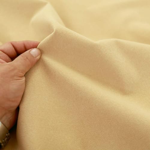 TOLKO weiches Wildleder als Polsterstoff Meterware | Abriebfester Mikrofaser Bezugstoff Möbelstoff zum Polstern, Beziehen, Basteln und Dekorieren | 142cm breit (Sand Beige) von TOLKO