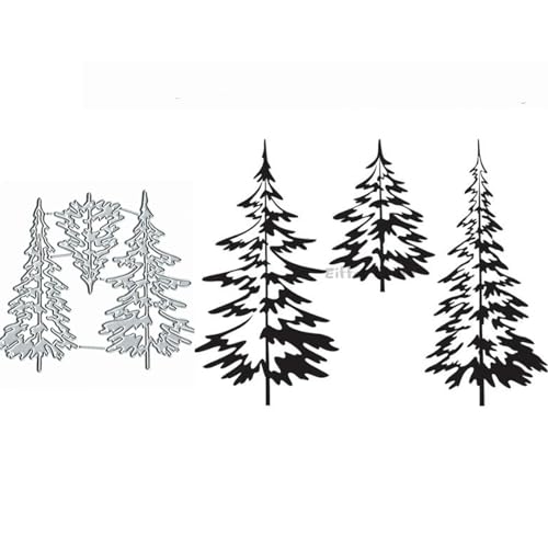 3 x Weihnachtsbaum-Metall-Stanzformen, Motiv: Merry Christams Baum Schneeflocke, Stanzschablonen, DIY, Scrapbooking, dekoratives Prägepapier, Scrapbooking, Kartenherstellung von TOLOVIS