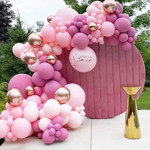 Luftballons Girlande Hochzeit Deko, TOLOYE Pfirsich Rosa Luftballon Kit mit Roségold Metallic Ballon,Latexballon für Party Geburtstag,Baby Shower,Hochzeit Dekorationen von TOLOYE